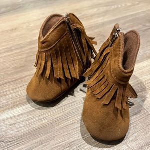 Toddler Brown Fringe Boots, Size 2